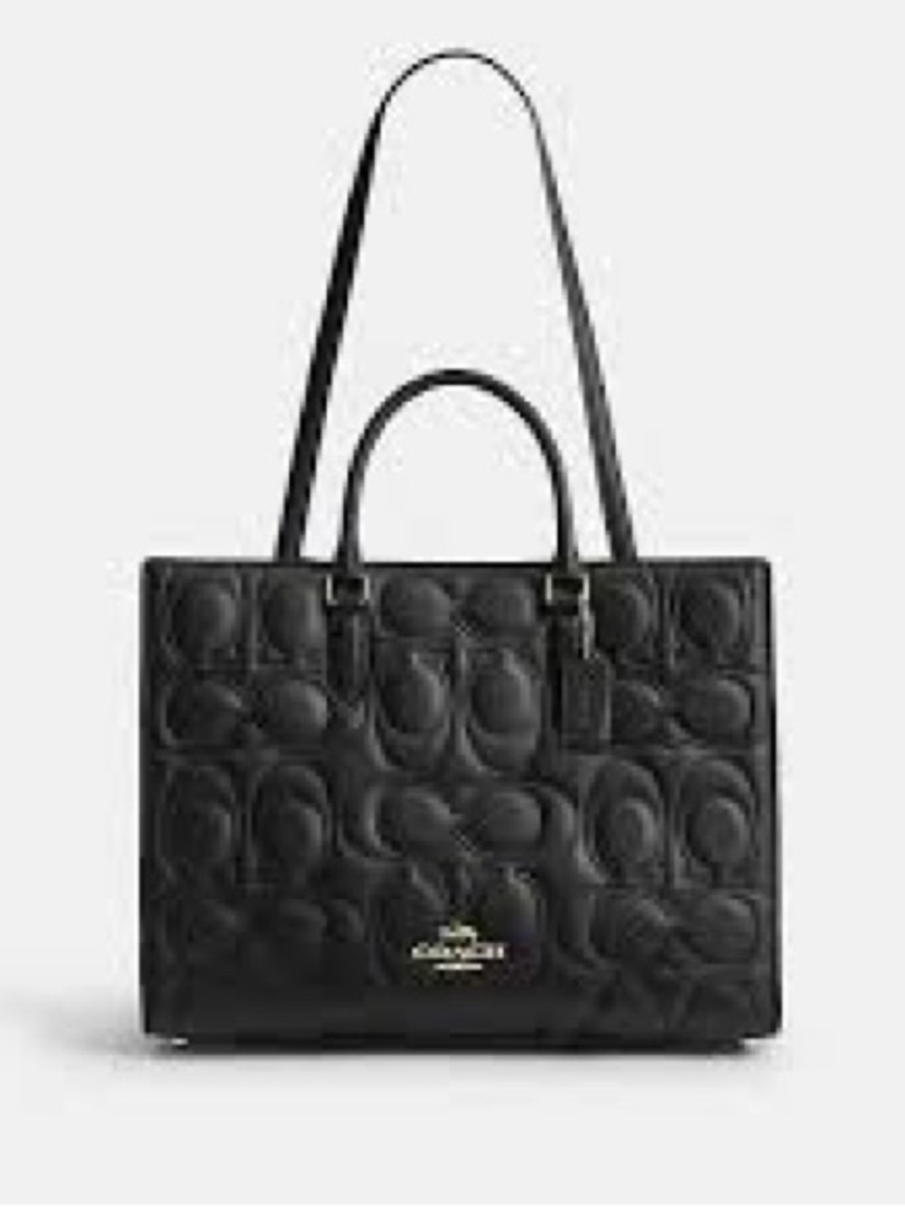 Coach Black Quilted Leather Tote with Double Handles